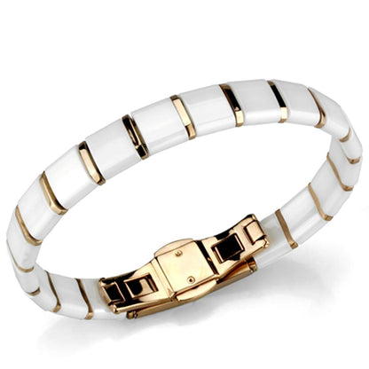 MA3W987 - IP Rose Gold(Ion Plating) Stainless Steel Bracelet with Ceramic  in White