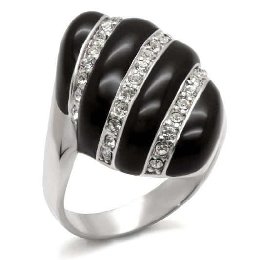 MA40314 - High-Polished 925 Sterling Silver Ring with Top Grade Crystal  in Clear
