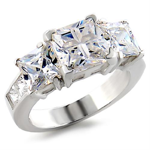 MA40908 - High-Polished 925 Sterling Silver Ring with AAA Grade CZ  in Clear