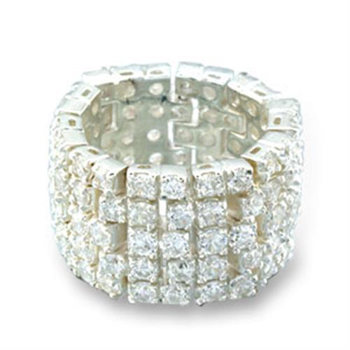 MA41003 - High-Polished 925 Sterling Silver Ring with AAA Grade CZ  in Clear