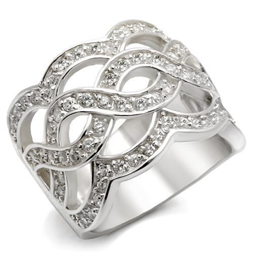 MA410117 - High-Polished 925 Sterling Silver Ring with AAA Grade CZ  in White
