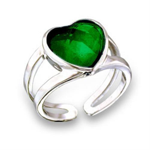 MA411801 - Rhodium Brass Ring with Top Grade Crystal  in Emerald