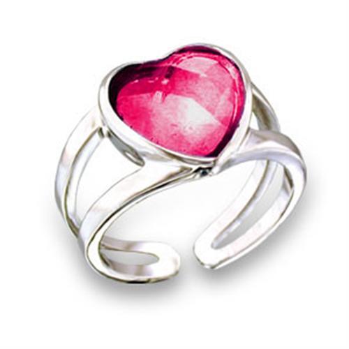 MA411802 - Rhodium Brass Ring with Synthetic Garnet in Ruby
