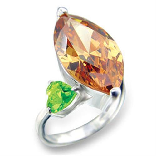 MA413331 - High-Polished 925 Sterling Silver Ring with AAA Grade CZ  in Champagne