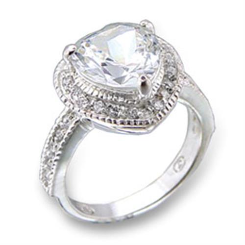 MA413414 - High-Polished 925 Sterling Silver Ring with AAA Grade CZ  in Clear