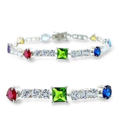 MA414402 - High-Polished 925 Sterling Silver Bracelet with AAA Grade CZ  in Multi Color