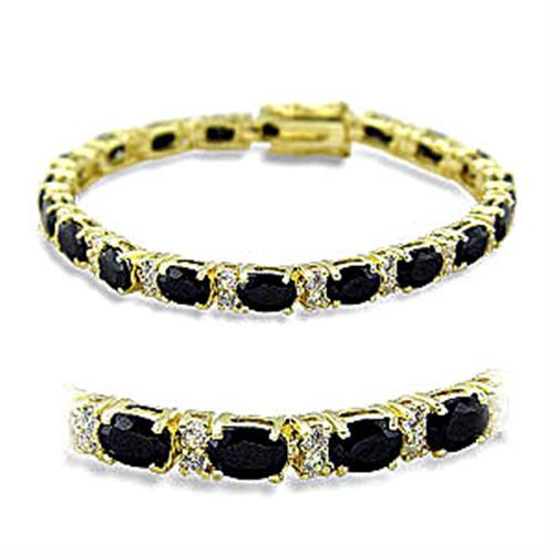 MA415503 - Gold Brass Bracelet with AAA Grade CZ  in Jet