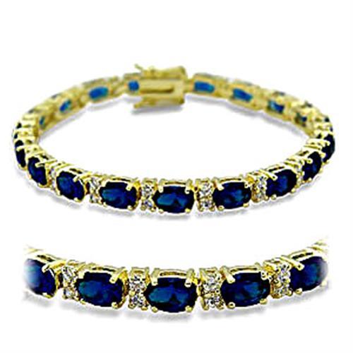 MA415504 - Gold Brass Bracelet with Synthetic Spinel in Sapphire