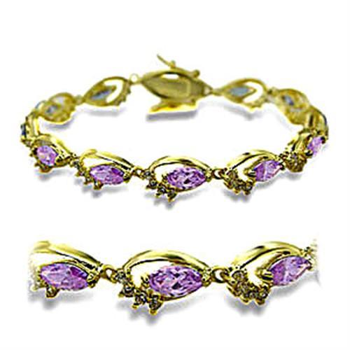 MA415702 - Gold Brass Bracelet with AAA Grade CZ  in Light Amethyst