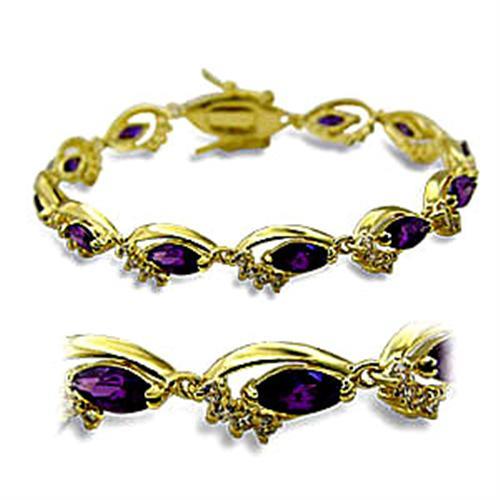 MA415703 - Gold Brass Bracelet with AAA Grade CZ  in Amethyst