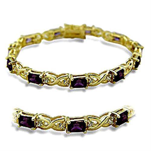 MA415706 - Gold Brass Bracelet with AAA Grade CZ  in Amethyst
