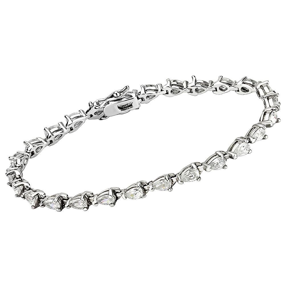 MA415803 - Rhodium Brass Bracelet with AAA Grade CZ  in Clear