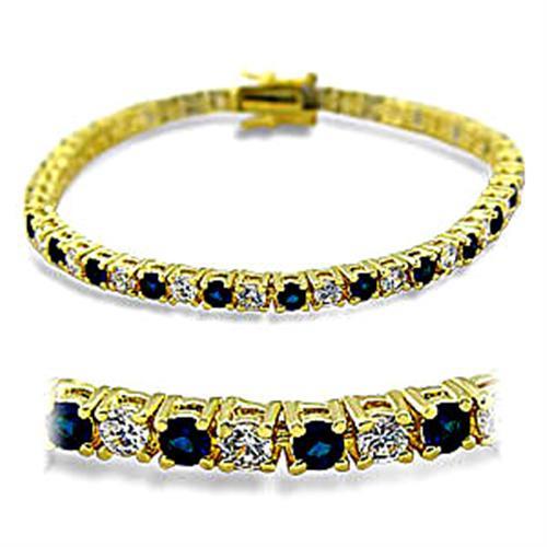 MA415903 - Gold Brass Bracelet with Synthetic Spinel in Sapphire