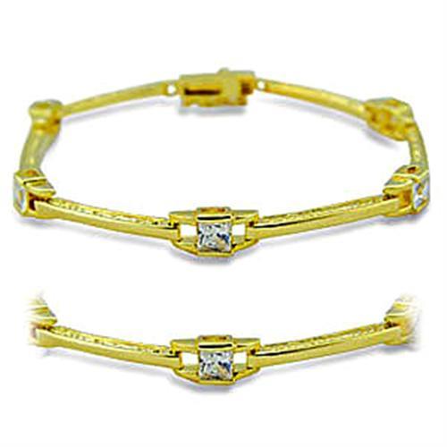 MA416004 - Gold Brass Bracelet with AAA Grade CZ  in Clear