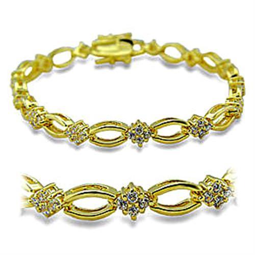 MA416006 - Gold Brass Bracelet with AAA Grade CZ  in Clear