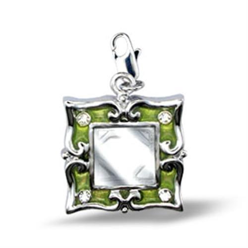 MA43503 Rhodium Brass Pendant with Top Grade Crystal in Clear