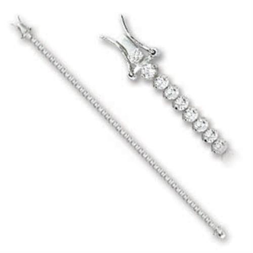 MA47103 - Rhodium Brass Bracelet with AAA Grade CZ  in Clear