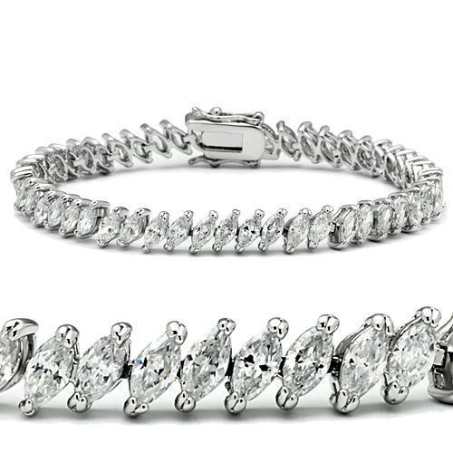 MA47106 - Rhodium Brass Bracelet with AAA Grade CZ  in Clear