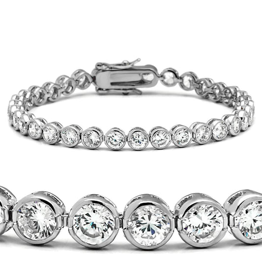 MA47201 - Rhodium Brass Bracelet with AAA Grade CZ  in Clear