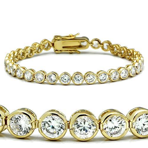 MA47202 - Gold Brass Bracelet with AAA Grade CZ  in Clear