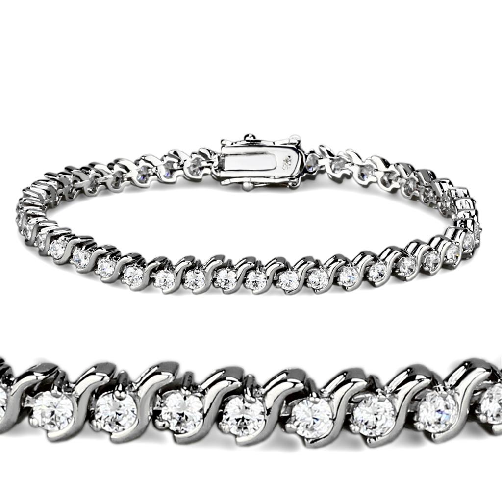 MA47203 - Rhodium Brass Bracelet with AAA Grade CZ  in Clear