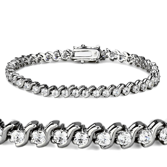 MA47203 - Rhodium Brass Bracelet with AAA Grade CZ  in Clear
