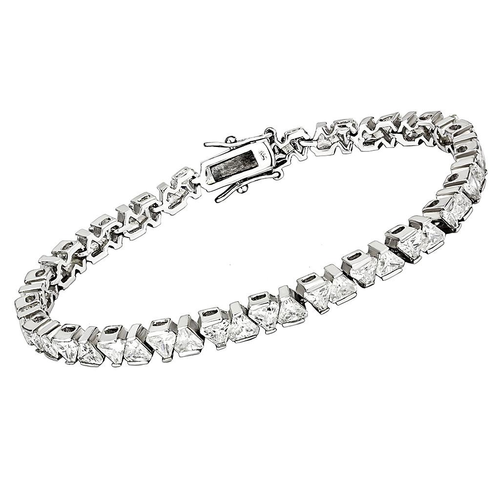 MA47302 - Rhodium Brass Bracelet with AAA Grade CZ  in Clear