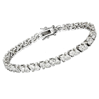 MA47302 - Rhodium Brass Bracelet with AAA Grade CZ  in Clear