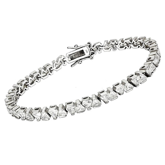 MA47302 - Rhodium Brass Bracelet with AAA Grade CZ  in Clear