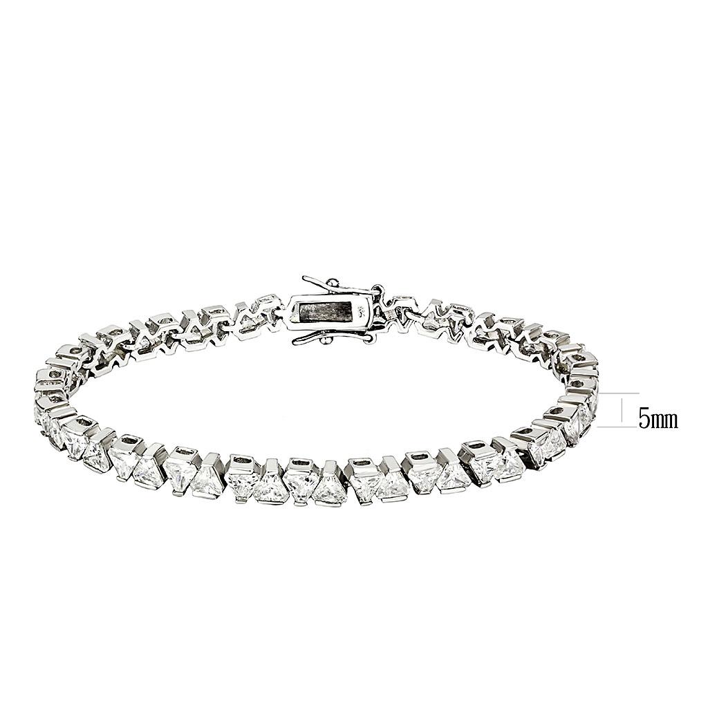 MA47302 - Rhodium Brass Bracelet with AAA Grade CZ  in Clear