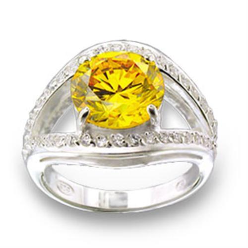 MA49505 - High-Polished 925 Sterling Silver Ring with AAA Grade CZ  in Topaz