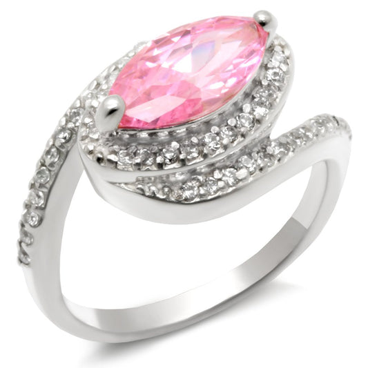 MA49509 - High-Polished 925 Sterling Silver Ring with AAA Grade CZ  in Rose