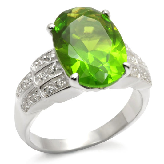 MA49514 High-Polished 925 Sterling Silver Ring with Synthetic in Peridot