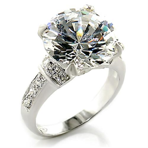 MA49706 - High-Polished 925 Sterling Silver Ring with AAA Grade CZ  in Clear