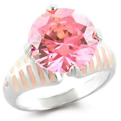 MA49707 - High-Polished 925 Sterling Silver Ring with AAA Grade CZ  in Rose