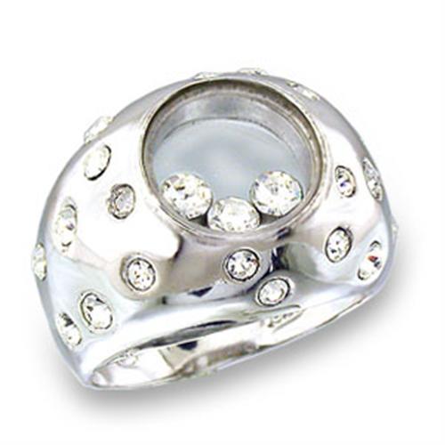 MA49709 - High-Polished 925 Sterling Silver Ring with Top Grade Crystal  in Clear