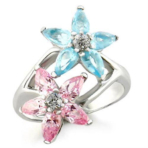 MA49811 - High-Polished 925 Sterling Silver Ring with AAA Grade CZ  in Multi Color