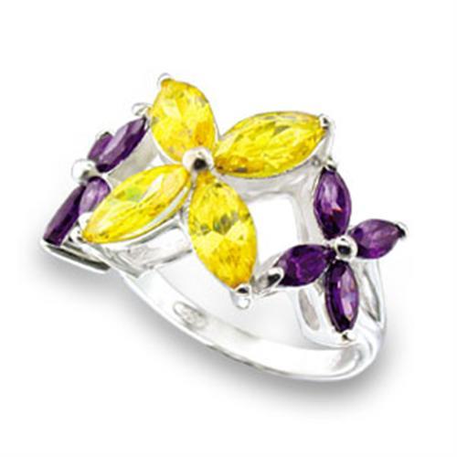 MA49816 - High-Polished 925 Sterling Silver Ring with AAA Grade CZ  in Multi Color