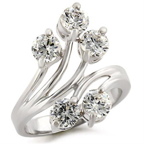 MA50113 - High-Polished 925 Sterling Silver Ring with AAA Grade CZ  in Clear