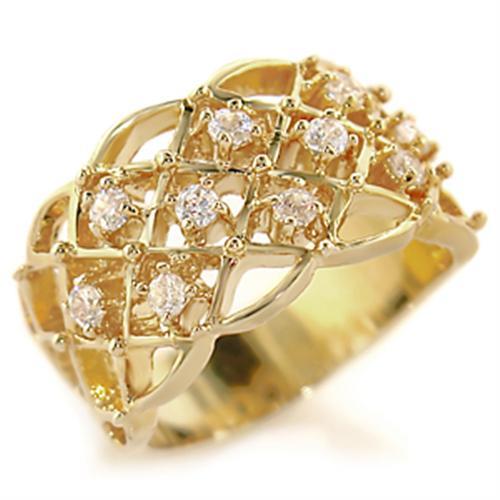 MA54809 - Gold Brass Ring with AAA Grade CZ  in Clear