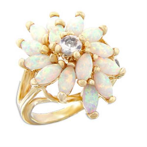 MA55117 - Gold Brass Ring with AAA Grade CZ  in Clear