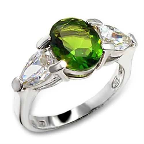 MA60411 - High-Polished 925 Sterling Silver Ring with Synthetic Spinel in Peridot