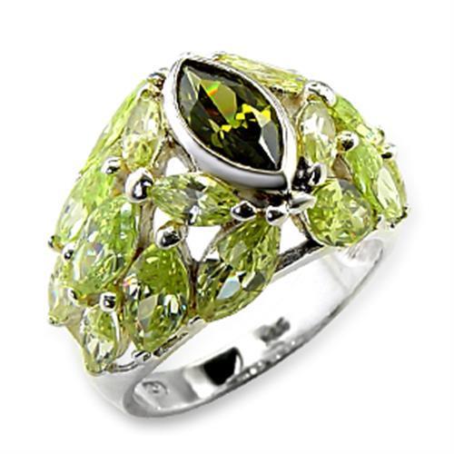 MA60618 - High-Polished 925 Sterling Silver Ring with AAA Grade CZ  in Multi Color