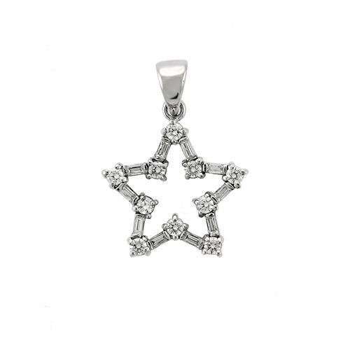 MA6X081 - High-Polished 925 Sterling Silver Pendant with AAA Grade CZ  in Clear