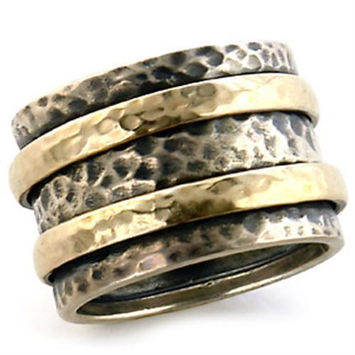 MA6X093 - Matte Gold & Rhodium Brass Ring with No Stone