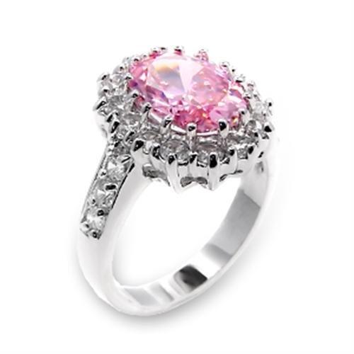 MA6X204 - High-Polished 925 Sterling Silver Ring with AAA Grade CZ  in Rose