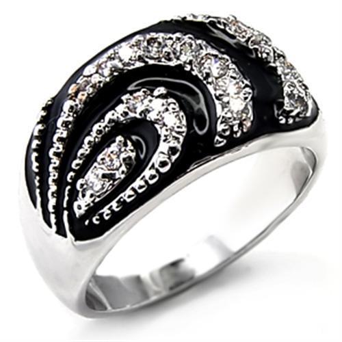 MA6X226 - Rhodium Brass Ring with AAA Grade CZ  in Clear