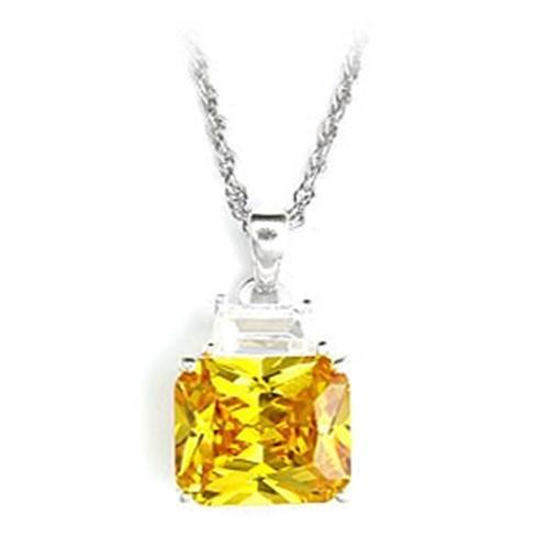 MA6X310 - High-Polished 925 Sterling Silver Pendant with AAA Grade CZ  in Topaz