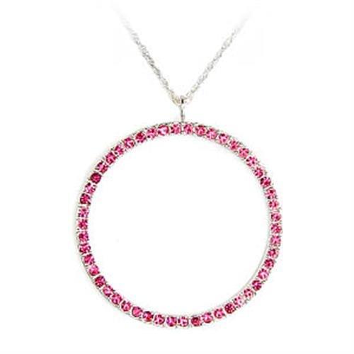 MA6X419 Rhodium Brass Pendant with Top Grade Crystal in Rose