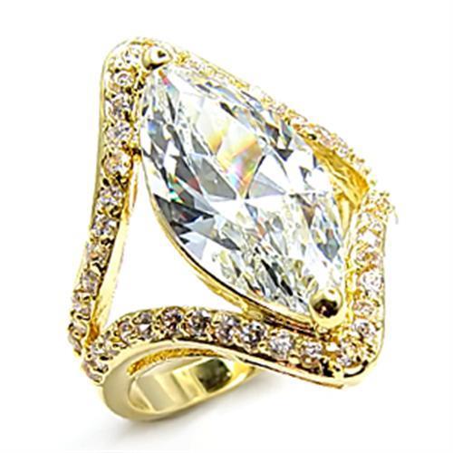 MA7X001 - Gold Brass Ring with AAA Grade CZ  in Clear